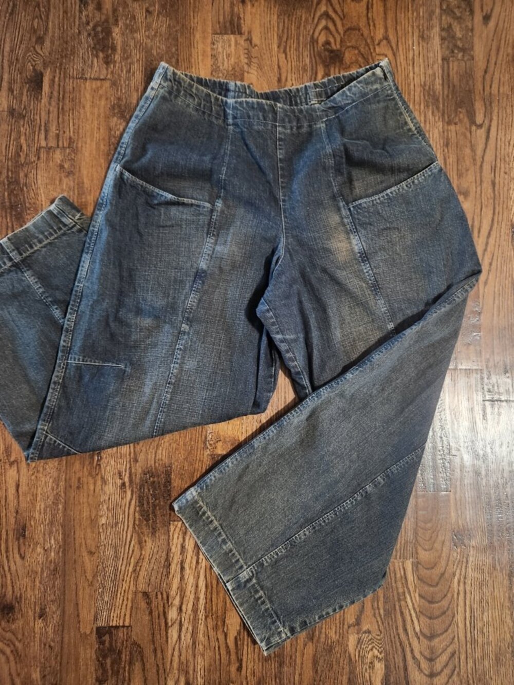 OSKA 515 Denim Pants in Dark Wash Barrel Wide-leg Regular Fit size V (US 14-16)